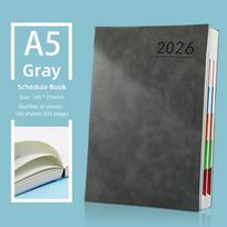 Tarptautinis A5 formato anglų kalbos planuoklis: Individualaus logotipo vertingas užrašų knygelės planuoklis Sandėlyje gray