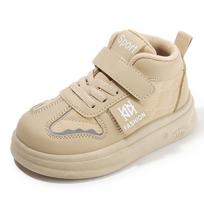 Clearance children's sports shoes 2025 spring and autumn boys' casual board shoes high-top girls' bread shoes soft-soled baby shoes list 21 size shoes inner length about 14cm chaki