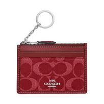 COACH Skinny Id Case 11 Classic Presbyopia Logo Silver Hardware Denim and Leather Card Holder Mini Women's True Red True red sidabras