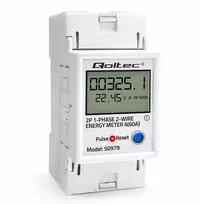 Energijos skaitiklis QOLTEC vienfazis DIN bėgelis 230V (MPN 50979)