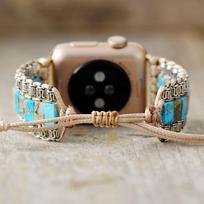 Adjustable 38-45mm Wristband Smart Watch Strap Authentic Gemstone Bracelet Watch Band Breathable Rubber Material Men   38/40/41mm mėlyna