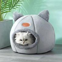 Closed Cat Bed House Soft Warm Round Pet Nest Cat Cave Indoor Sleeping Bed for Cats and Small Dogs pilka