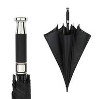 Long Automatic Umbrella Strong Windproof Uv Protection Business Black Gum Portable With Cover Outdoor Straight Handle Umbrella (Black,full-fiber&8K) juoda
