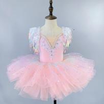 Children's Wind Chime 2025 New Design Happy Baby Dance Stage Costume Sequins 130cm rožinė