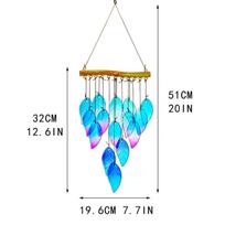 Handmade Unique Sea Leaf Stained Glass Wind Chimes Outdoor Garden Patio Wedding Decor Made of Metal and Glass (as the picture,irregular)