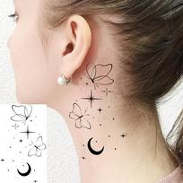 1 lapas akvarelinis drugelis pusmėnulis laikini tatuiruotės moterims ant rankų, netikri tatuiruočių lipdukai, ilgai išliekančios realistiškos tatuiruotės China Mainland