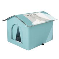 Insulated Outdoor Cat House, Weatherproof Shelter for Feral Cats, Waterproof Roof, Easy Assembly, Warm and Cozy Pet Home S mėlyna