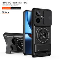 For Realme GT 7 dėklas Realme GT 7T dangtelis GT7 GT7T telefono dėklas Magsafe magnetinis sulankstomas laikiklis Karinio lygio šarvuotas kameros apsaugos dangtelis realme GT 7T black