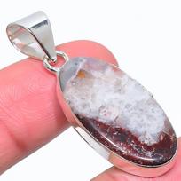 Natural Laguna Lace Agate Gemstone 925 Sterling Silver Pendant 1.77  W1B39