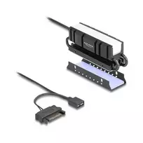 Aušintuvas DELOCK 18460 M.2 SSD 2280 — Aliuminis/Varis, RGB 5V, Juodas