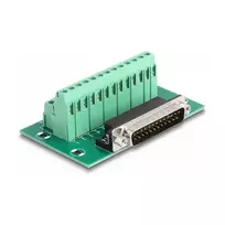 DeLOCK D-Sub 25 kontaktų kištukinis adapteris į gnybtų bloką, montavimui ant DIN bėgelio 51mm x 86mm x 30mm