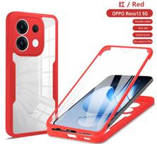 For Reno 13 5G Case Luxury 360 Full Body Protection Case For OPPO Reno 13 Reno13 Front Screen Shockproof Cover For Reno 13 raudona