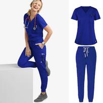 Slim Fit slaugytojai Uniformos Medicininiai šveitimo rinkiniai Moteriški šveitikliai Kelnaitės Ligoninės Gydytojai Drabužiai Odontologijos klinika Laboratorijos salonas Darbo drabužiai S blue