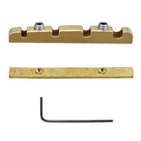 Replacement Brass Nut for Bass Guitar Includes Nut Base Plate Key Adjustable Height Roller Grooves String Spacing 1
