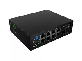 Tinklo jungiklis LANBERG ILFE-8P-1GE-1S-120 — Lengvas pramoninis PoE, 4x PoE++ (BT), 4x PoE+ (AT), 1x Gigabit, 1x SFP+, DIN bėgelis, nevaldomas