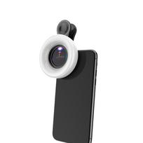 New 15X Macro Zoom Lens Portable Selfie LED Ring Light with Universal Ring Clip for iPhone Smartphones Glass Material Fill Light LQ-190 juoda