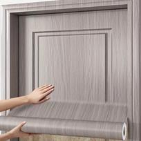 Nuimama lipni medžio rašto durų lipdukas Tekstūruoti vandeniui atsparūs tapetai Nuplėškite ir klijuokite durų plėvelę namų durų renovacijai Dekoravimas (Light grey,45cm*2m) šviesiai pilka spalva