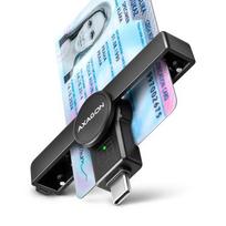 AXAGON CRE-SMPC USB-C Smart Card/ID Card PocketReader Smart Card Reader, Indoor, Black