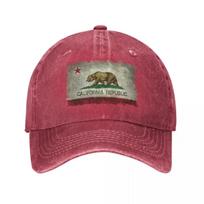 Kalifornijos Respublikos lokio vėliavos beisbolo kepuraitės Retro nudėvėtos džinsinės snapback kepurės Unisex lauko kelionėms reguliuojamo dydžio kepurės Kepurė One Size beige