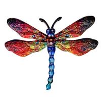 Vintage 3D Metal Dragonfly Wall Art Hanging Decor Wrought Iron Wall Hanging Sculpture Garden Home Party Decoration raudona