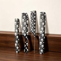 4-piece/set hair comb set - skull pattern, used for reverse combing, combing, and smoothing, suitable for all hair types