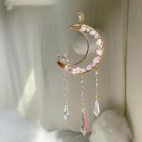 Minimalist Rainbow Maker Sun Catcher Wind Chime Crystal Hanging Moon Pendant Garden Decor (as the picture,One Size)