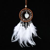 Natural Crystal Sun Catcher Feather Dreamcatcher Wind Chime for Elegant Car Hanging Ornament (as the picture,One Size)