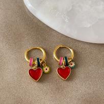 Dopamine Color Oil Drop Love Flower Earrings Women'S Niche Unique Personality Exquisite Simple Versatile Earrings brown