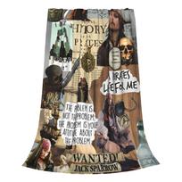 Karibų piratai Filmo Fleece pledai Džeko Sparrow koliažo pledas Sofai Miegamajam Minkštas Lauko Nešiojamas 30x40in