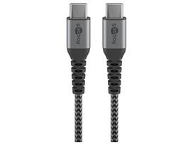 Goobay - USB-C ™ to USB-C ™ Textile Cable with Metal Plugs (Space Grey/Silver), 2 m