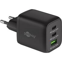 Goobay USB-C™ PD Multiport Quick Charger (65 W), black, black - plug adapter with 2x USB-C™ ports (Power Delivery)