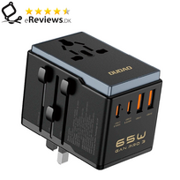 Dudao A65Pro Universal Travel Adapter 65W GaN 2xUSB-C + 2xUSB-A Black
