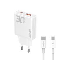 Dudao A30EU Adapter 30W GaN 1xUSB-C 1xUSB-A (USB-C to USB-C cable included)