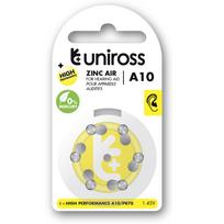 Uniross Batteries Uniross A10 button cell batteries for hearing aids 86mAh, 6 pcs.
