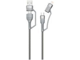 Dudao L20xs upgrade USB-A/USB-C to Lightning/USB-C 4-in-1 cable 1m Grey