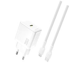 Dudao A26LEU Adapter 20W 1x USB-C (1m USB-C to Lightning cable included) White