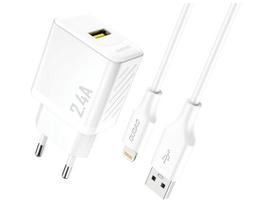 Dudao A23LEU Adapter 12W 1xUSB-A (1m USB-A to Lightning cable included) White