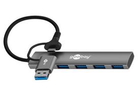 Goobay 2-in-1 Slim 4-Port USB Hub 4xUSB-A