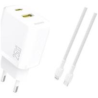 Dudao A26TEUL Adapter 25W 1xUSB-C 1xUSB-A (1m USB-C to Lightning included) White