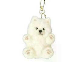 PP medvilnės samojedo pliušinis pakabukas Gyvas Kawaii samojedo pliušinis papuošalas Pliušinis žaislas 10 cm samojedo pliušinis žaislas balta