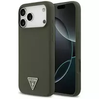 GUESS Silicone Triangle Logo phone case with MagSafe support for iPhone 17 Pro Max, green