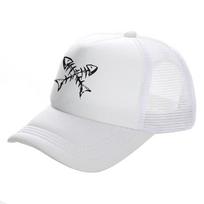 Fishbone Trucker Cap Unisex Fishing Skeleton Fish Bone Cap Funny Baseball Caps Summer Fisher Unisex Mesh Caps Hat for Unisex MZ white