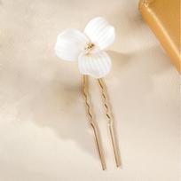 Wedding Hair Combs Earrings Elegant White Ceramic Flowers Hairpins Clips for Bride Hair Accessories Headpieces for Women Girls