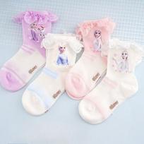 4 Pack Disney Frozen Princess Children's Socks Summer Mesh Soft Breathable Ultra Thin Not Stuffy Baby Socks Cute and Sweet Style M 3-5 years old