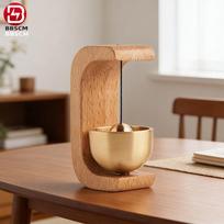 Magnetic Shopkeepers Bell Wood Bamboo Doorbell Wind Chimes for Refrigerator Room Porch Garden Backyard Restaurant Home Garden (as the picture,Standard)
