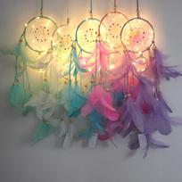 Unicorn Feather Dream Catcher Wind Chimes Big Dreamcatcher for Home Decoration LED Night Light 3W&JC- led dream catcher night light
