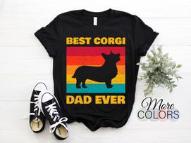 Best Corgi Dad Ever Vintage Cute T-Shirt, Pembroke Welsh Corgi Dog Owner Gift, Funny Pet Puppy T Shirts, Birthday Christmas, Father's Day, 100