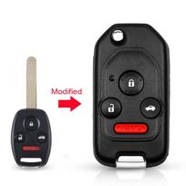 Modified Remote 2/3/4 Button Flip Car Key Shell Case For Honda Accord Civic 2006-2011 Crv  Pilot Fit With Rubber Pad black