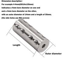 1pcs Long Rigid Coupling Bore 4/5/6/6.35/7/8/10mm 45# Steel Motor Shaft Connecting Connection Coupler for 3D Printers Motor 4-4mm(OD14xL35mm)