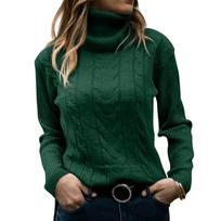 Women Cable Knit Turtleneck Sweater Long Sleeve Pullover Vintage Style Classic Fit Soft Fabric Warm Winter Top S